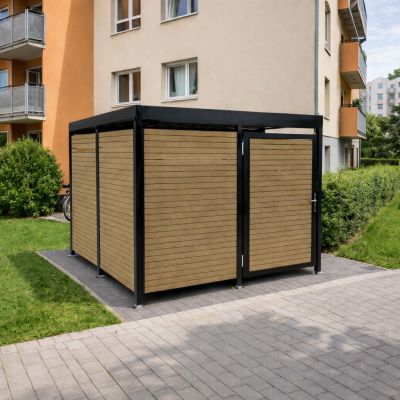 Přístřešek na 3 kontejnery Moss II | uzamykatelný box na kontejnery | Kovo-ART