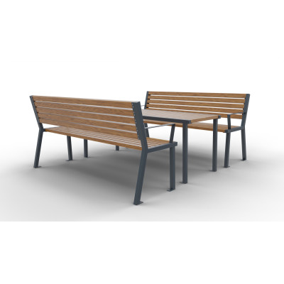 Parková sestava Bolzano III | stůl + 2 lavičky s područkou | Kovo-ART