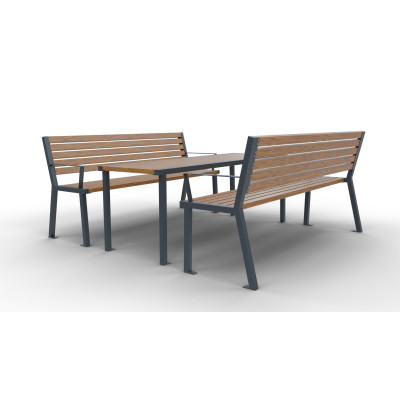 Parková sestava Bolzano III | stůl + 2 lavičky s područkou | Kovo-ART