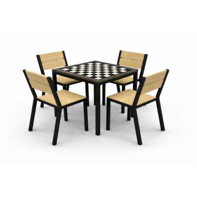 Parková sestava Harmony II | šachovnicový stůl + 4 židle | Kovo-ART