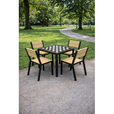 Parková sestava Harmony II | šachovnicový stůl + 4 židle | Kovo-ART