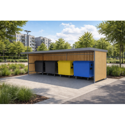 Přístřešek na 4 kontejnery Urban III | box na kontejnery | Kovo-ART