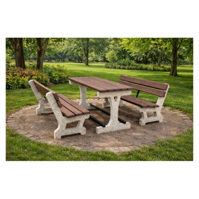 Betonová lavička Recyklát s plastovým prknem - Betonové lavičky