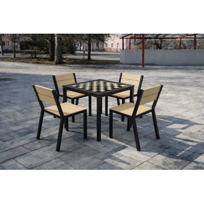 Parková sestava Harmony II | šachovnicový stůl + 4 židle | Kovo-ART