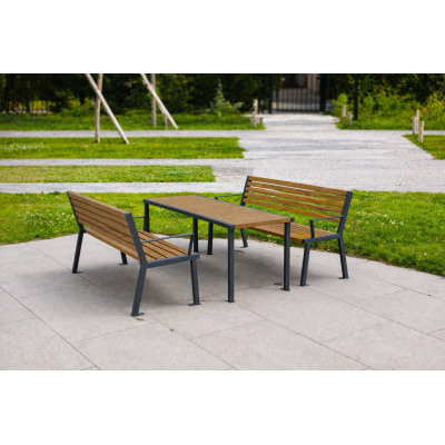 Parková sestava Bolzano III | stůl + 2 lavičky s područkou | Kovo-ART