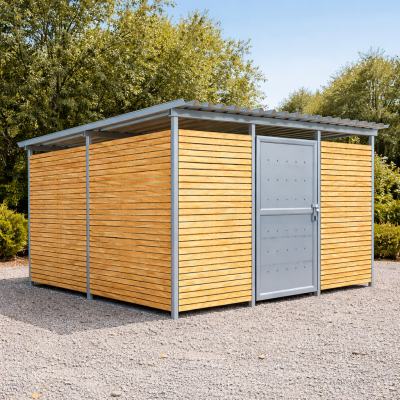 Přístřešek na 12 kol Bergen s dřevěným obložením | KOVO-ART