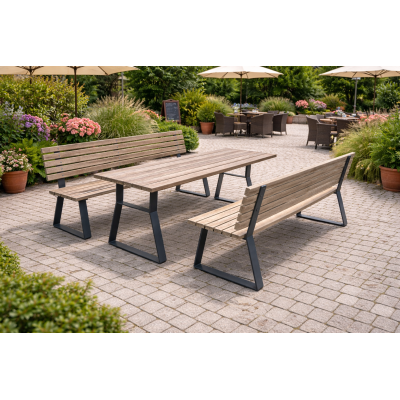Parková sestava Hamar | stůl + 2 lavičky | Kovo-ART